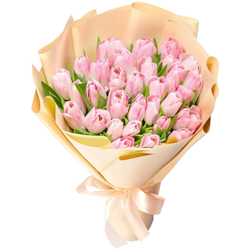 Букет из 35 нежно розовых тюльпанов